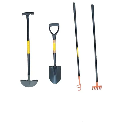 Unison Round Nose Shovel with Wooden Handle, Edging Iron, Cultivator, Garden Bow Rake of 14 Teeth