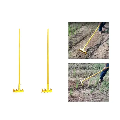 URVI Agrotech Manual 4 Teeth Weeding Rake with 4.5 ft Aluminum Handle for Weeding & Ploughing (Pack Of 2)