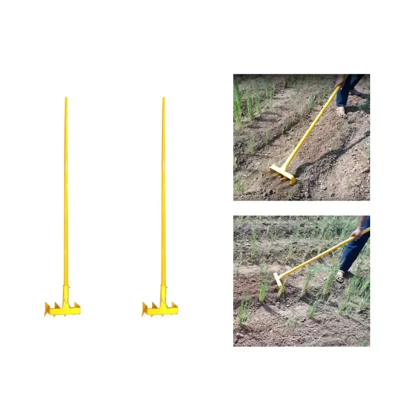 URVI Agrotech Manual 4 Teeth Weeding Rake with 4.5 ft Aluminum Handle for Weeding & Ploughing (Pack Of 2)