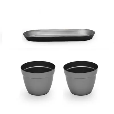 Durable Metal Pot with Tray Stylish Rust-Resistant Planter for Indoor & Outdoor Use, Modern Decorative Design