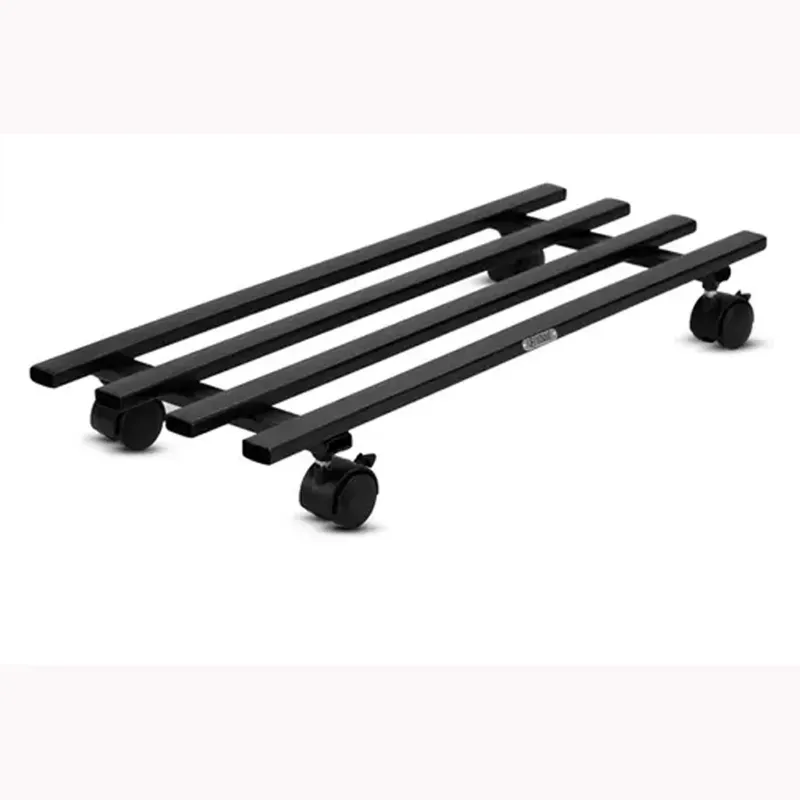 24 Inch Rectangular Metal Plant Stand with Rolling Wheels for Home and Garden Decor