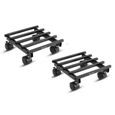 Heavy Duty Square Black Metal Rolling Plant Stand With Wheels for Home and Garden Decor (Pack-Pack of 2)