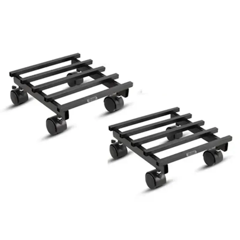 Heavy Duty Square Black Metal Rolling Plant Stand With Wheels for Home and Garden Decor (Pack-Pack of 2)