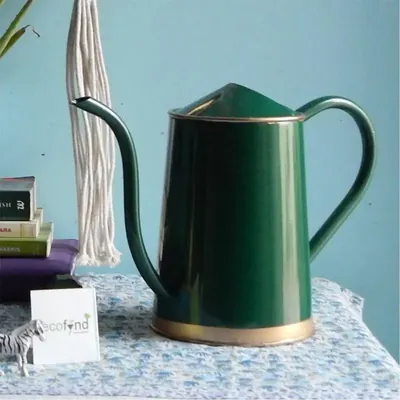 Ecofynd 1.5 Litre Metal Watering Can Green for Home Gardening