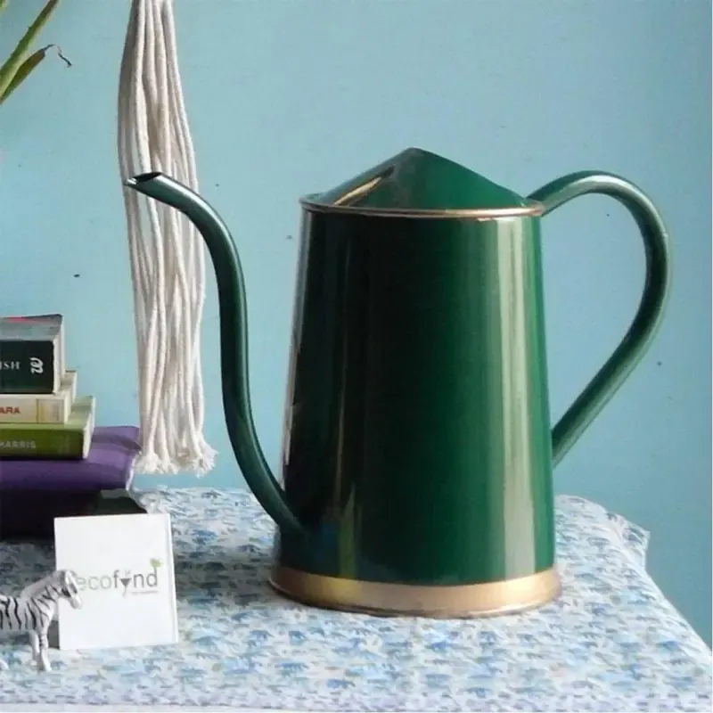 Ecofynd 1.5 Litre Metal Watering Can Green for Home Gardening