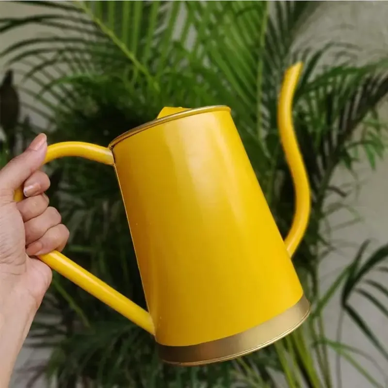 Ecofynd 1.5 Litre Metal Watering Can Yellow for Home Gardening