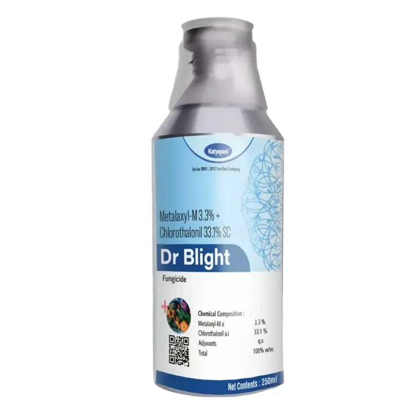 Katyayani Dr Blight Metalaxyl-M 3.3% +Chlorothalonil 33.1% SC Systemic and Contact Fungicide for Fungal disease in Crops (Pack-4 x 250 ml)