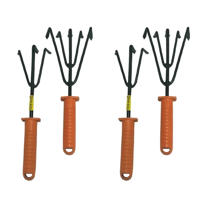 Unison Mini Hand Cultivator Gardening Tool or Hand Cultivator, 3 & 5 Prongs (Set of 4 Pcs)