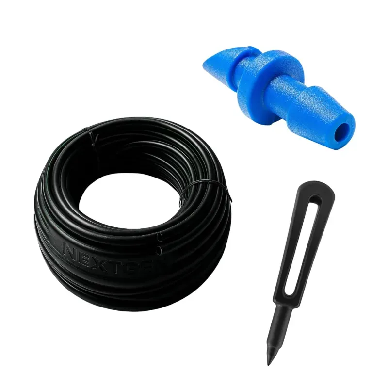 Nextgen Agro 30 m 4 mm Drip Irrigation Feeder Line Pipe, with 100 pcs Pin Connectors and 1 Punch Hole