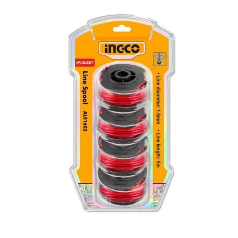 INGCO ALS1602, 1.6 mm 5 m Nylon Rope (4 Pieces) For Cordless Grass Trimmers