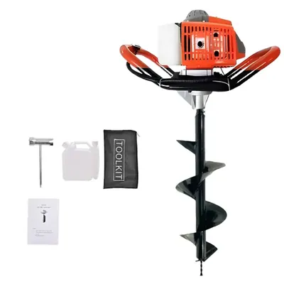 MECSTROKE 2 Stroke 63 CC Earth Auger with 10 Inch (254 mm) Drill Bit, Post Hole Digger Machine