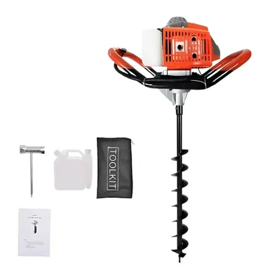MECSTROKE 2 Stroke 63 CC Earth Auger with 4 Inch (101.6 mm) Drill Bit, Post Hole Digger Machine