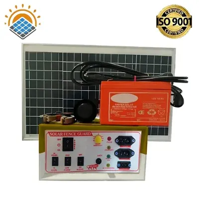 Khetpal 10 KV Solar Zatka Machine for 40 Acres Area with Solar Panel, Battery, Siren, Cables, and Battery Connectors