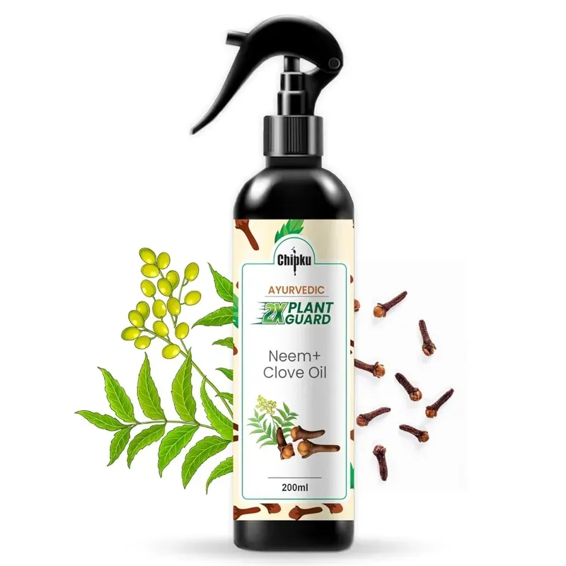 Chipku Ayurvedic Plant Guard Neem Oil & Clove Oil Spray Formulation, 100% Organic & Powerful For Pest Control (Quantity-200 ml)