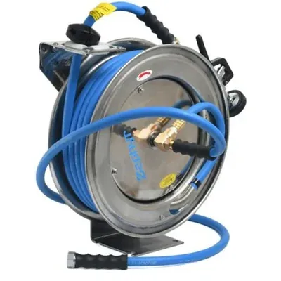 Zephyr ZWR1315SS-PR-FH Auto Retractable Hose Reel Stand with 13 mm 15 m Hose Pipe for Garden and Industrial Purposes