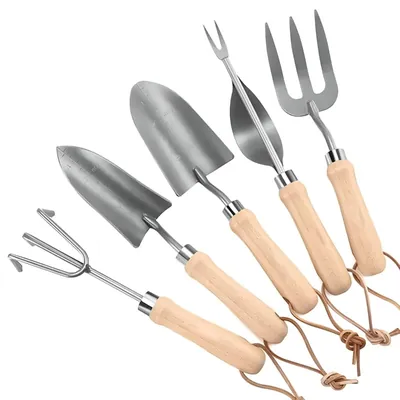 OUTO Stainless Steel Garden Tools Set (2 Pcs Hand Transplant Shovel, Rake Cultivator, Shovel and Hand Weeder) (Pack of 5) (Weight 450 gm)