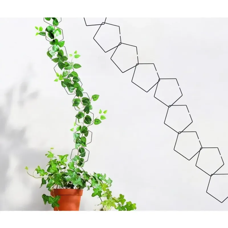 Ecofynd 5 Inch Metal Plant Stakes, Pentagon Shape Climber Plant Support Stakes, Pack of 10 (TR007-BLK-110)