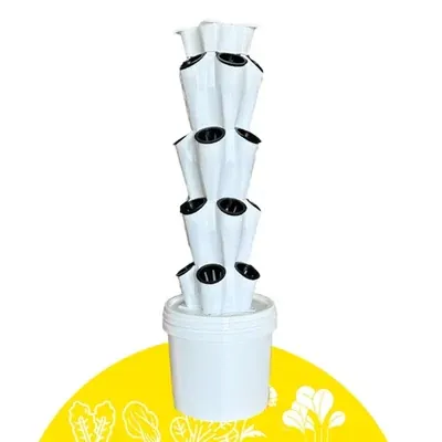 Green Warrior Nova 20 Planter Hydroponic/Aeroponic Tower System with 15 L Tank, TDS Meter, Nutrients, Seeds & Coco Disc (Variant-without Timer Switch)