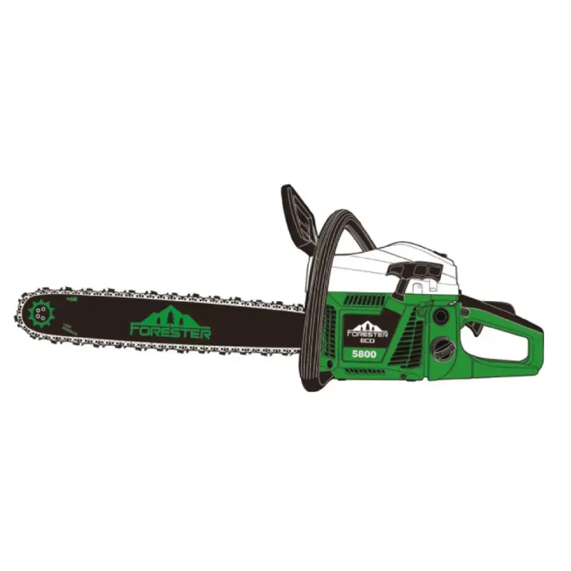 Forester ECO 5800, 58 CC 2-Stroke Petrol Chainsaw with 18 Inch Guide Bar, Ideal for Cutting Tree, Logging Woods, and Gardening