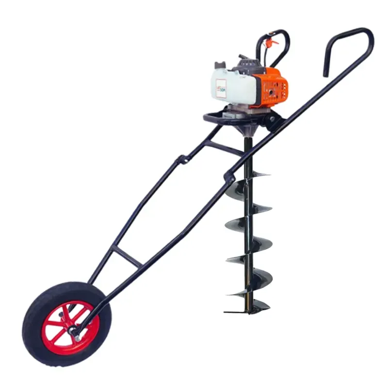 Latson EA 63, 2 Stroke 63 CC Trolley Earth Auger / Post Hole Digger Engine with 8 Inch Drill Bit