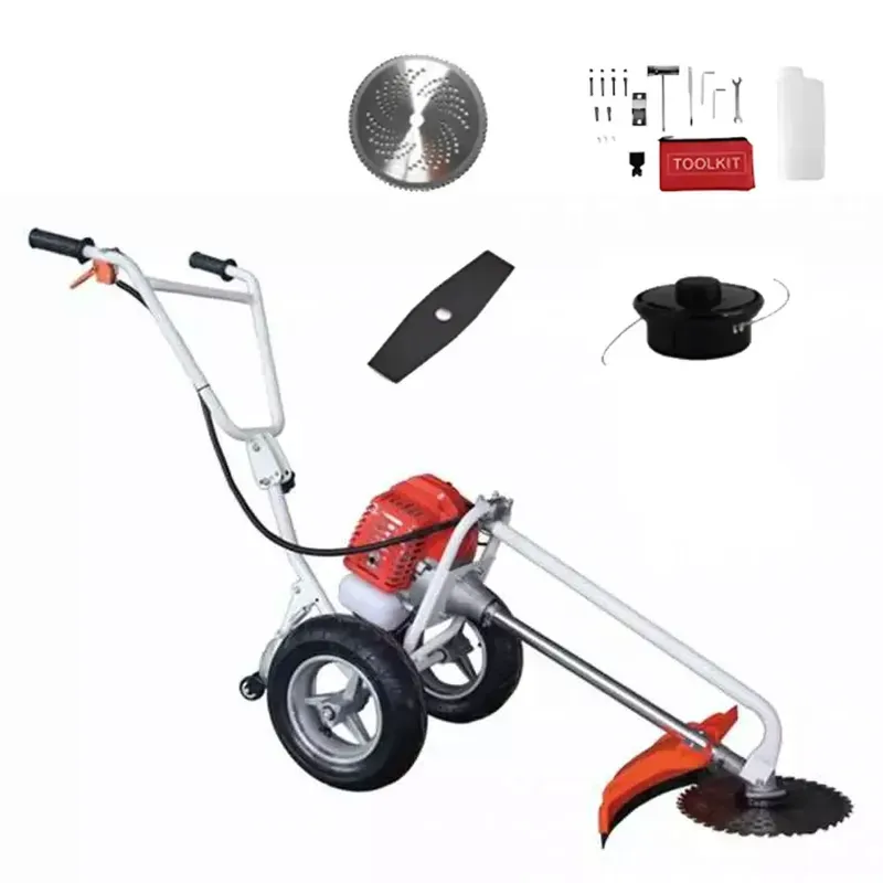 Jaiveer WH-52-JV 52 CC 2-Stroke Wheel Type Petrol Brush Cutter, Portable Grass Cutting Machine
