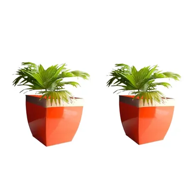 Ecofynd 12 Inch Metal Planters for Living Room, Midland Plant Pots for Home Decoration, Balcony/Garden Decoration-Pack of 2