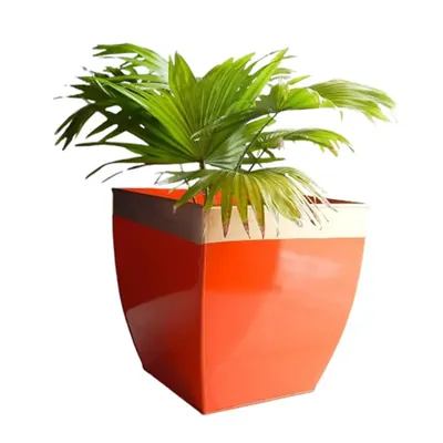 Ecofynd 8 Inch Metal Planter for Living Room, Midland Plant Pots for Home / Balcony / Garden Decoration, Pack of 2