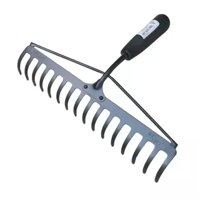 Global Nature Agro 16 Tine Garden Rake Without Handle, 16 Inch Blade, Metal Manual Rake For Home, Farming & Gardening