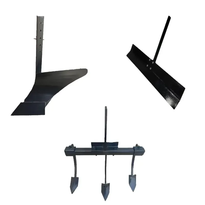 Power Weeder Single Side Plough, 3 Tyne Cultivator & Leveler Attachment Combo For 5 To 10 HP Power Tiller / Cultivator