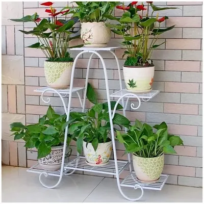 Heavy Duty 6-Tier Vertical Plant Holder Stand, Indoor Planter Display Multiple Pots Shelf For Indoor & Outdoor Decor (Color-White)