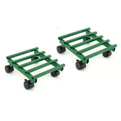 Heavy Duty Green Square Metal Rolling Plant Stand With Wheels for Home and Garden Decoration (Pack-Pack of 2)