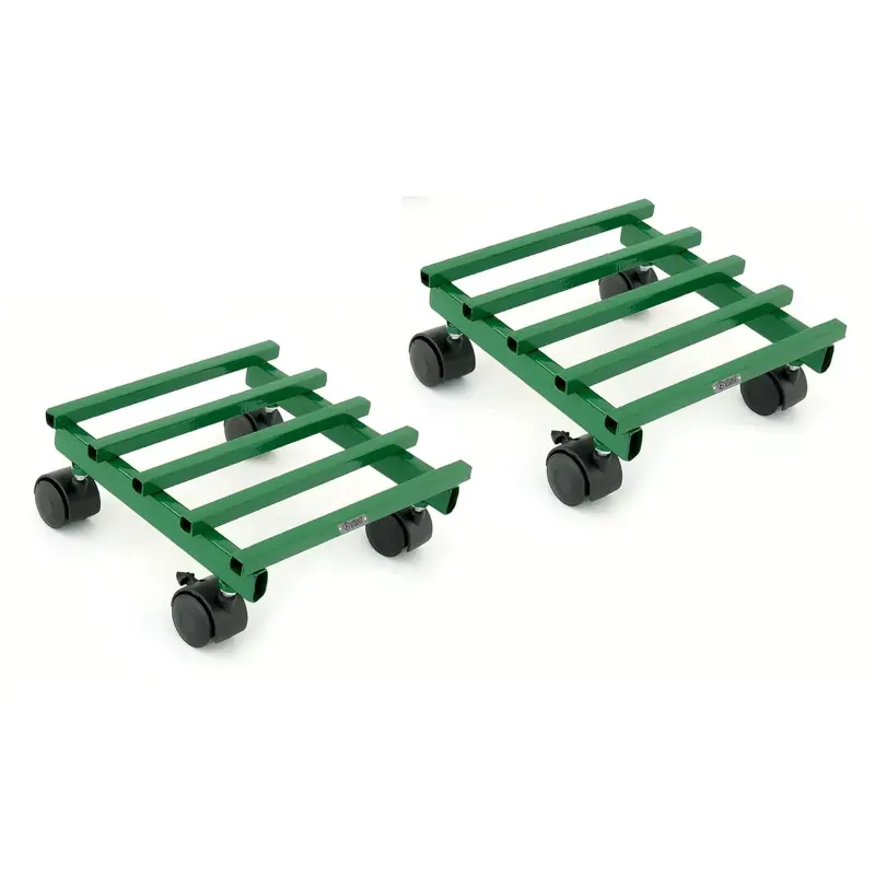 Heavy Duty Green Square Metal Rolling Plant Stand With Wheels for Home and Garden Decoration (Pack-Pack of 2)