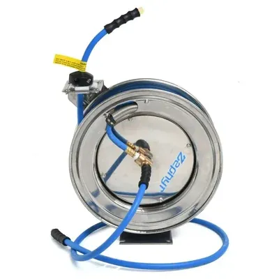 Zephyr ZAR1015SS Auto Retractable Water hose Reel with 10 mm 15 m Hose Pipe for Garden and Industrial Purposes