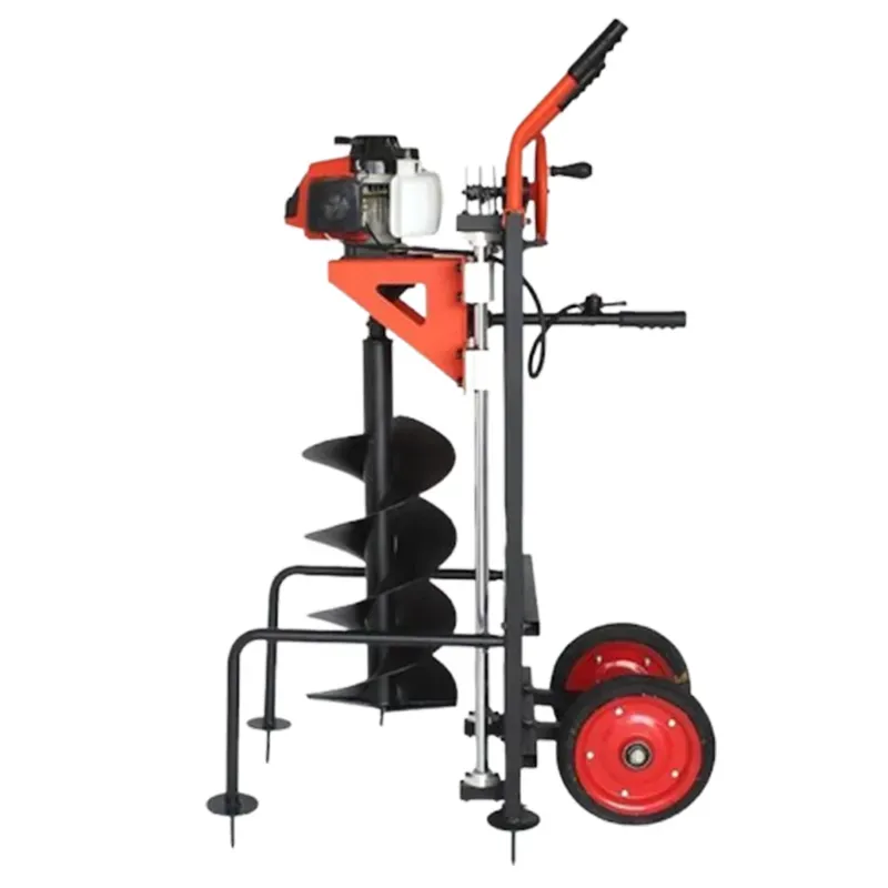 Soilcart 63 CC 2-Stroke Trolley Type Earth Auger / Post Hole Digger Machine with 10 Inch Drill Bit