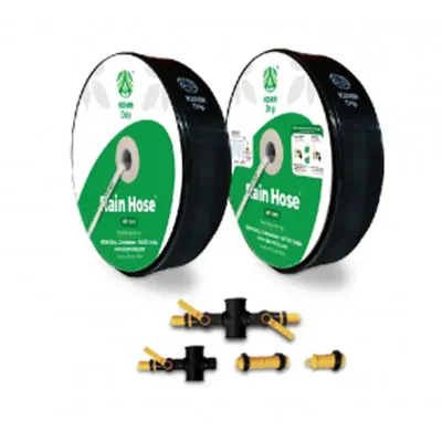 KSNM 350 Micron 40 mm 100 m Rain Hose Kit with Accessories for 1/4 acre Area, Suitable for Irrigation Purpose