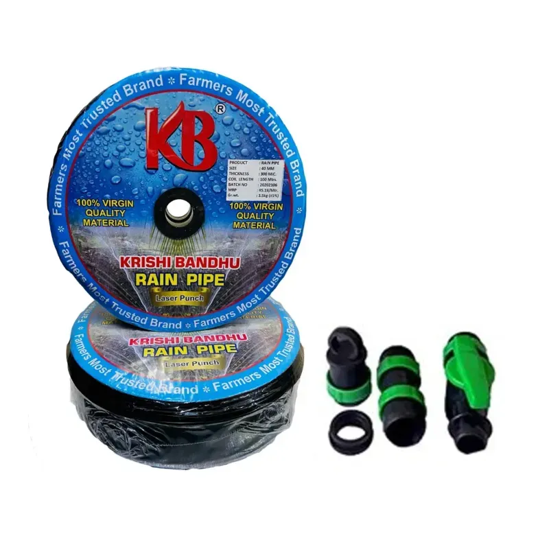 Krishi Bandhu 300 Micron, 32 mm Diameter, 100 m Long Agricultural Rain Pipe with Free Accessories (Pack-1 Pieces)