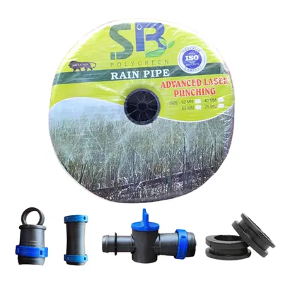 Kamal Agrotech 32 mm, 100 m Rain Pipe Set with Cock, Grommet, Joiner and Endcap Suitable for Irrigation Purposes
