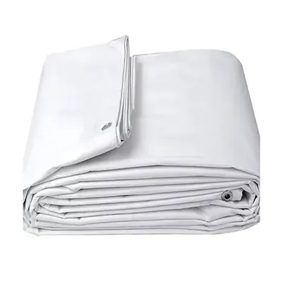 ZN GLOBAL NATION 450 GSM 20 ft x 20 ft Nylon Fabric, PVC Coated, UV Protected, Waterproof Tarpaulin Sheet (Color-White)