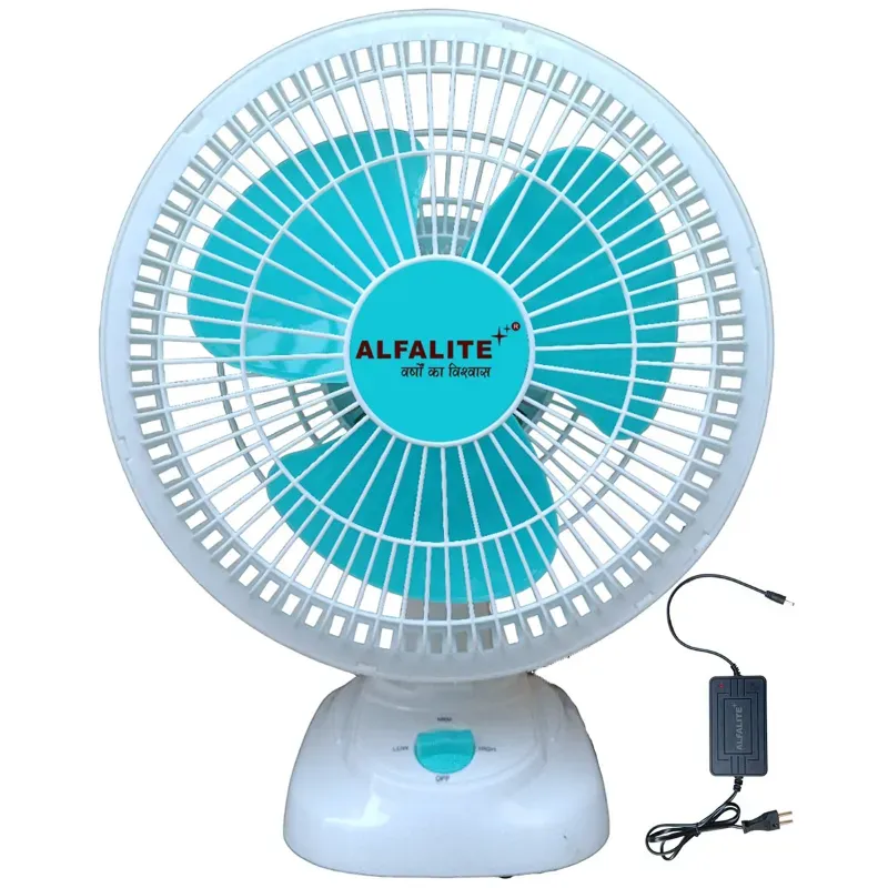 ALFALITE 24 W Classic-3 DC Solar Table Fan, 9 Inch Sweep With In-Built Rechargeable Battery For Indoor And Outdoor Usage