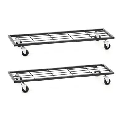 Heavy Duty 24-Inches Rectangular Metal Plant Stand with Wheels for Home & Garden Decor (Pack of 2)
