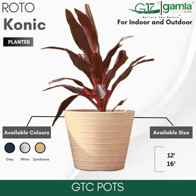 GTC 16 Inch Multi Color Roto Konic Pot Suitable for Home, Gardens, Hotels and Resorts Decoration (Color-Sandstone)