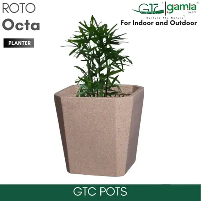GTC 14 Inch Multi Color Roto Octa Pot for Balcony, Home Decoration, Hotels and Resorts (Color-Sandstone)
