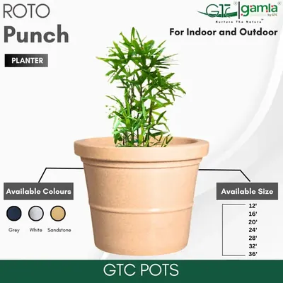 GTC 12 Inch Roto Punch Pot Suitable for Home, Gardens, Hotels and Resorts (Color-Sandstone)