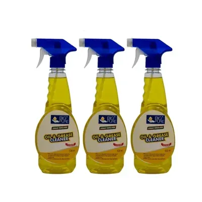 BIG Pure (530 ml x 3pcs) Industrial Oil & Grease Cleaner for Kitchen, Gas Stove, Oily Grill, Oily Exhaust Fan (Pack of 3)