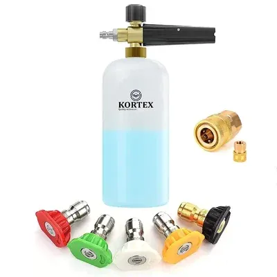 Kortex Professional Foam Lance Bottle with Solid Brass Nozzle, Solid Brass Quick Connector, and Degree Spray Nozzle