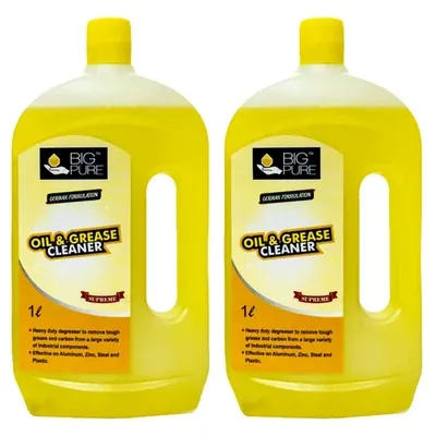 BIG Pure 2 L(1 L x 2pcs) Industrial Oil & Grease Cleaner for Kitchen, Gas Stove, Oily Grill, Oily Exhaust Fan (Pack of 2)