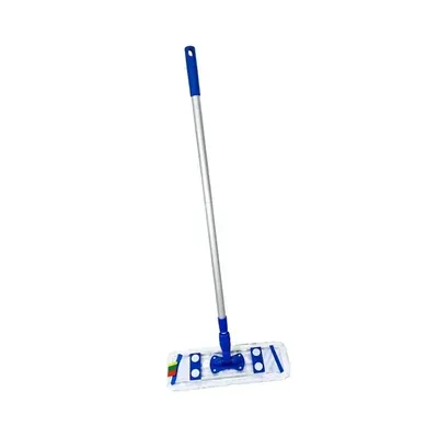 Hygiene Empire 24-Inch Blue Microfiber Dry Mop Set with Rotating Flat Frame and Reusable Pad