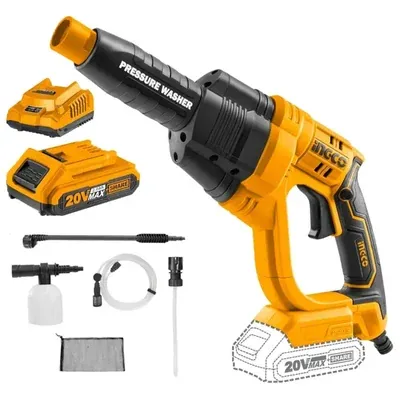 INGCO 2.2 LPM, 20 V Lithium-Ion Cordless Pressure Washer With Battery & Charger (CPWLI20082)