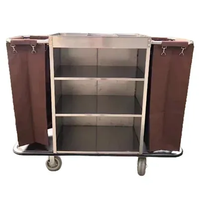 Heavy Duty 1400 x 450 x 1120 mm SS Housekeeping Trolley 201 Grade (Open)