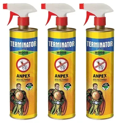 Pidilite Combo Pack of (500 ml x 3pcs) Terminator Clear Anpex Eco-Friendly Termite Killer Spray, Wood Preservative (Pack of 3)